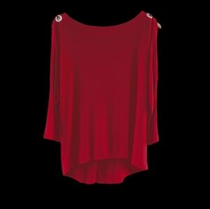 Cable & Gauge Red cut-out sleeves with ribbon 3/4 Sleeve TopSize Medium